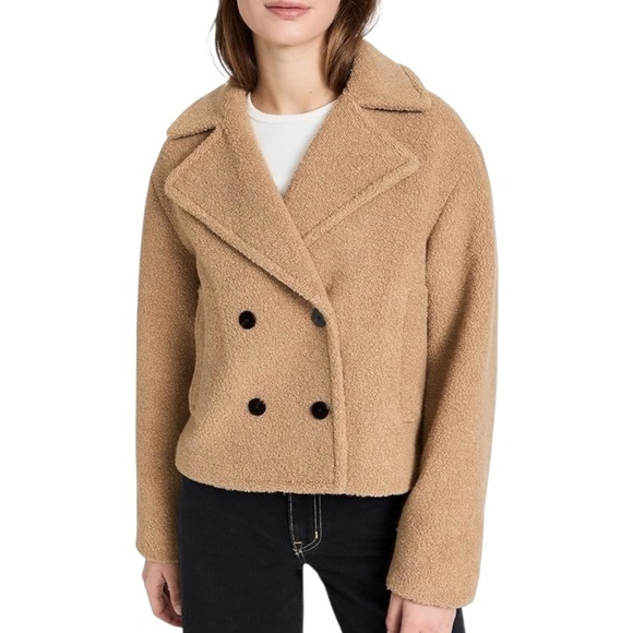 Theory Cropped Peacoat in Light Cocoa - Picture 1 of 3